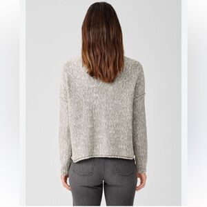 Eileen Fisher grey roll crewneck oversized long sleeve grey 96% silk sweater XS
